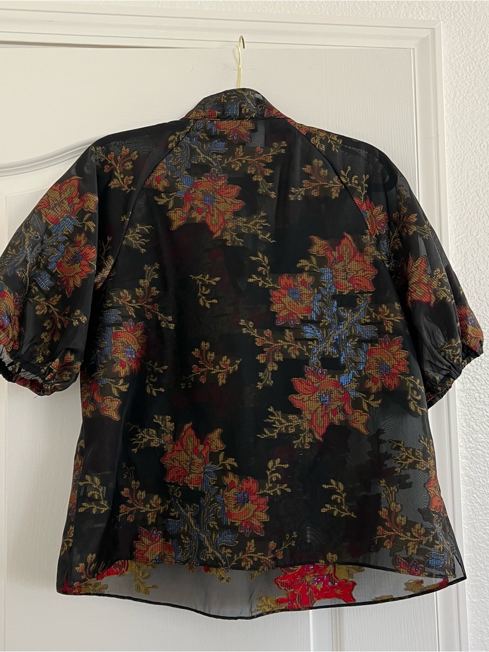 Ted Baker Black Sheer Floral Bow Blouse - Picture 6 of 6